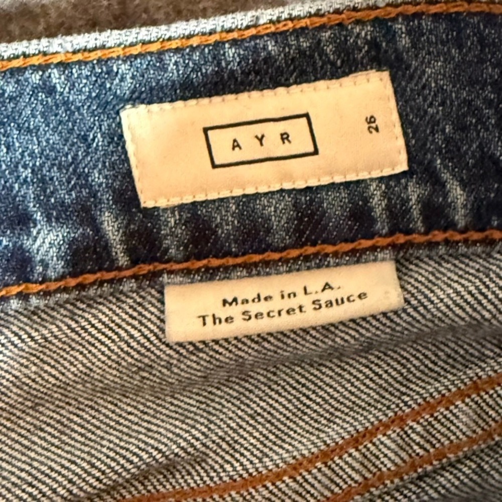 AYR The Secret Sauce Wide Leg Distressed Jeans Medium Wash Blue Size 26 Made LA - Picture 6 of 12